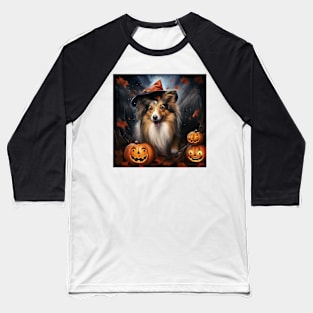 Shetland Sheepdog Halloween Baseball T-Shirt